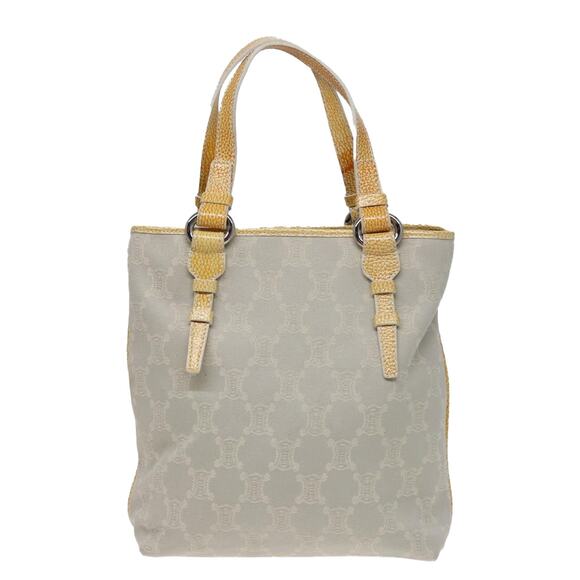 CELINE Macadam Canvas Tote Bag Yellow Light Blue - Picture 2 of 13